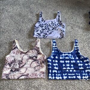 DYI- Printed Scoop Neck Tank Crop Top - Blue, Pink, Purple Bundle